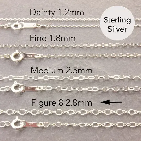 18 Figure 8 Chain Necklace, silver necklace, thick, sterling silver 42-1s8-sp